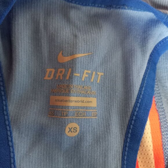 Nike Dri Fit XS Tank Top Blue Racerback Coral Geometric Reflective Side Panels - Picture 4 of 7